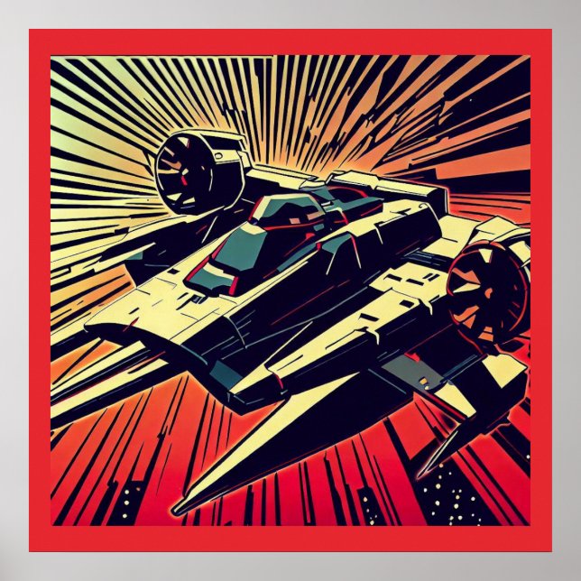 Póster SF - Anime Starfighter Woodcut 1 (Frente)