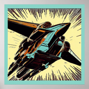 Póster SF - Anime Starfighter Woodcut 3