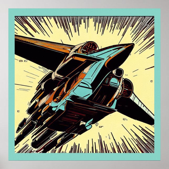Póster SF - Anime Starfighter Woodcut 3 (Frente)
