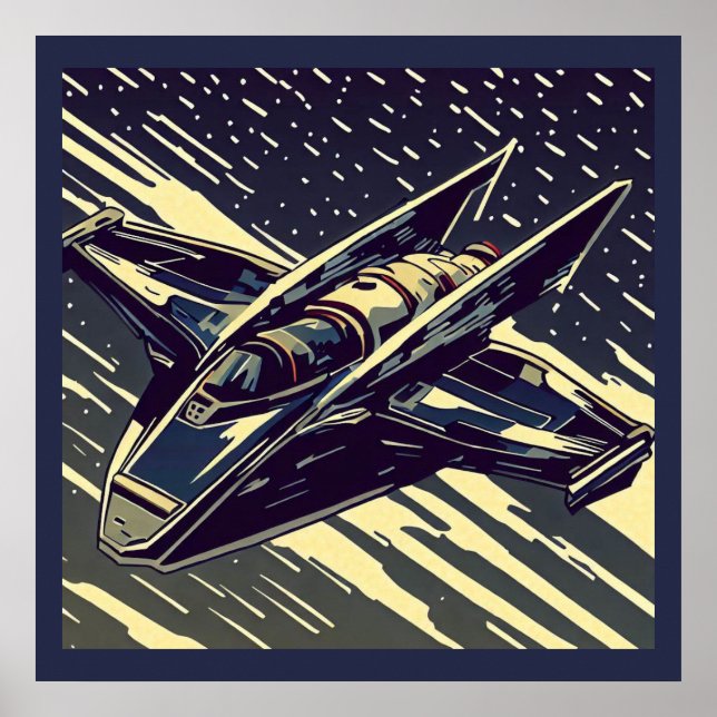 Póster SF - Anime Starfighter Woodcut 4 (Frente)