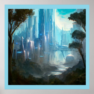 Póster SF - Ciudad Sobre El Planeta Forestal 2