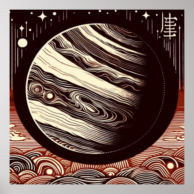 Póster SF Jupiter Woodcut 2 (Frente)