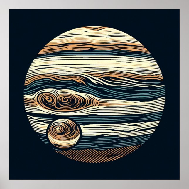 Póster SF Jupiter Woodcut 4 (Frente)