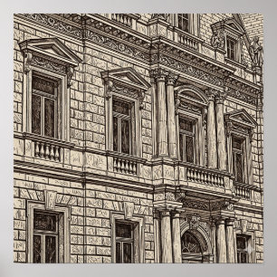 Póster Sgraffito Art Facade