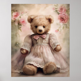 Póster Shabby Chic Antique Teddy Chica