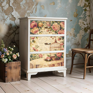 Póster Shabby Chic Birdcage Poster O Papel De Descascaril