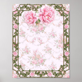 Póster Shabby Chic Bonito Peonies