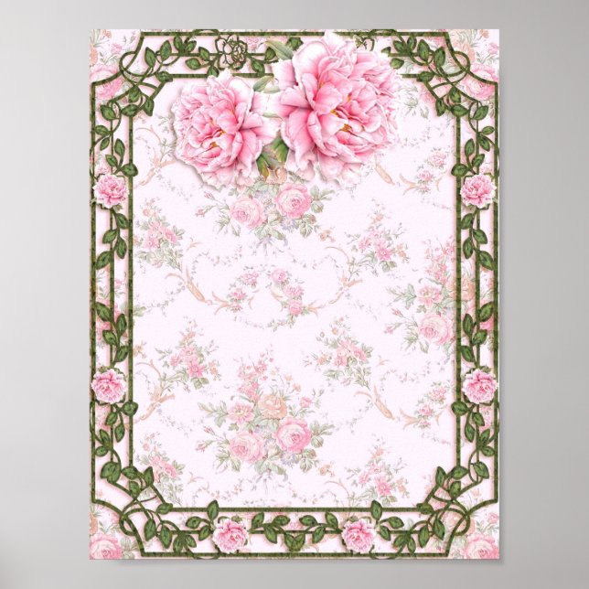 Póster Shabby Chic Bonito Peonies (Frente)