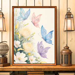 Póster Shabby Chic Butterflies Wall Art