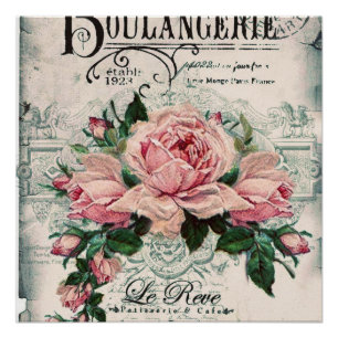 Póster shabby chic, desoupage, victoriano, moda francesa,