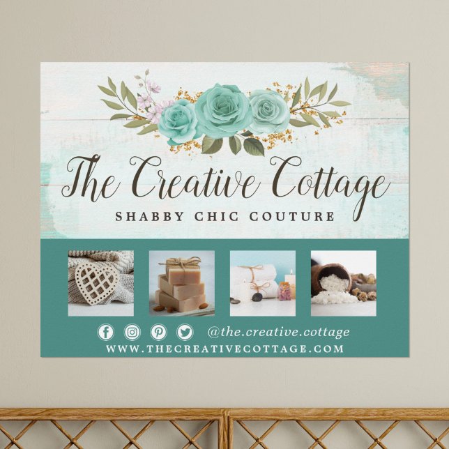 Póster Shabby Chic Floral Rustic Wood Marketing Promo (Subido por el creador)