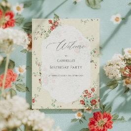 Póster Shabby chic florals Tablero de bienvenida