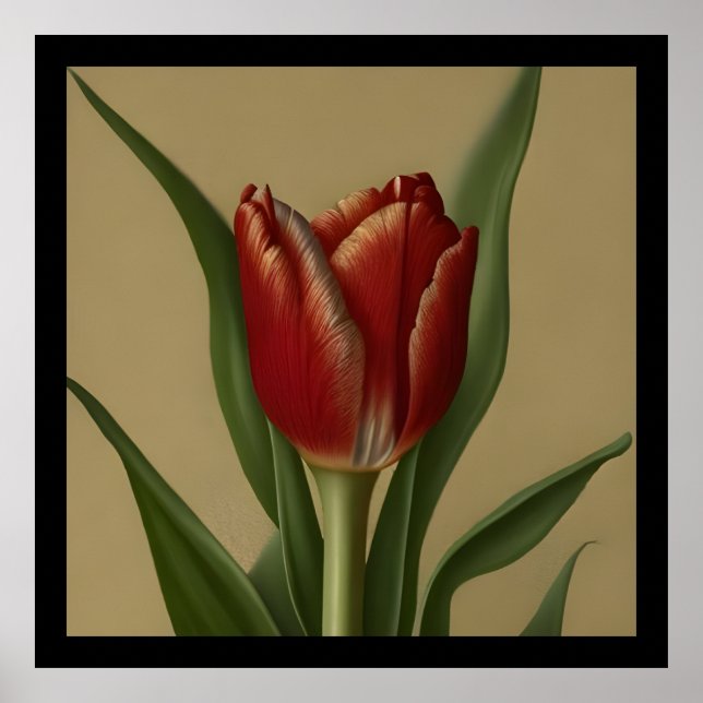 Póster Shabby Chic Lovely Red Tulip (Frente)
