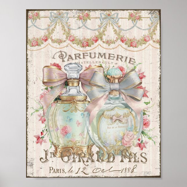 Póster Shabby Chic Perfume frena a Poster de escritura fr (Frente)