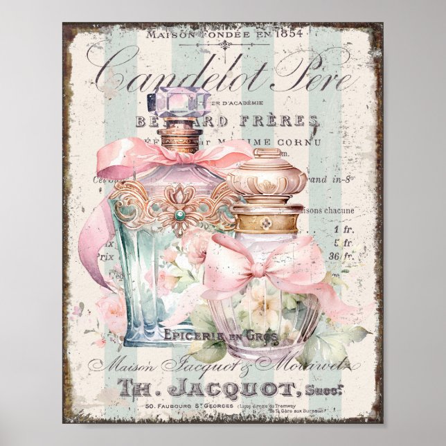 Póster Shabby Chic Perfume frena a Poster de escritura fr (Frente)