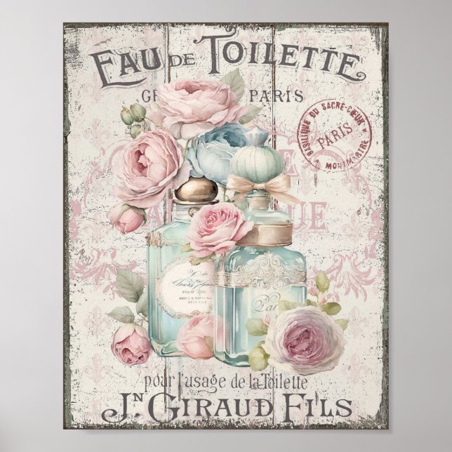 Póster Shabby Chic Perfume frena a Poster de escritura fr (Frente)