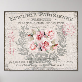 Póster Shabby Chic Rosas de Rubor Wreath Poster descargab