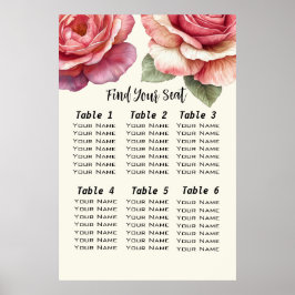 Póster Shabby Pink Rose Find Your Seat