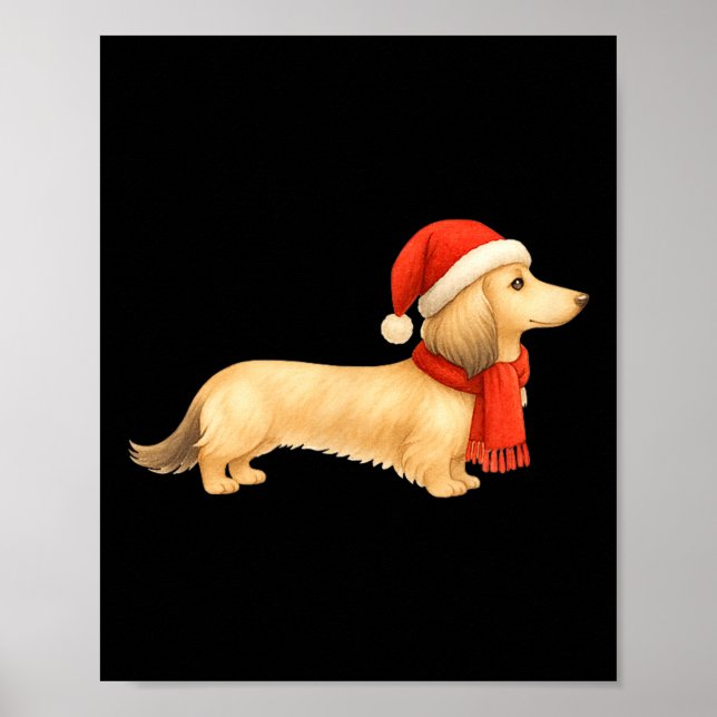 Póster Shaded Cream Christmas Dachshund Dog Mom Funny Cut (Frente)