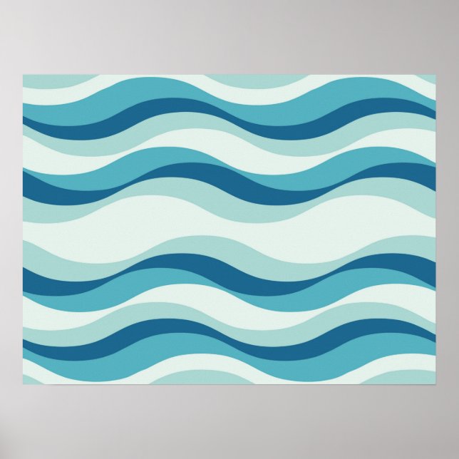 Póster Shades of Blue Waves Pattern (Frente)