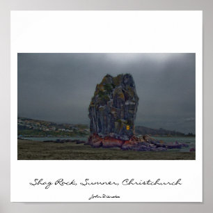 Póster Shag Rock, Sumner, Christchurch, Nueva Zelandia