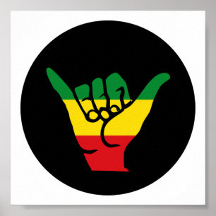 Póster Shaka Manos con colores de reggae
