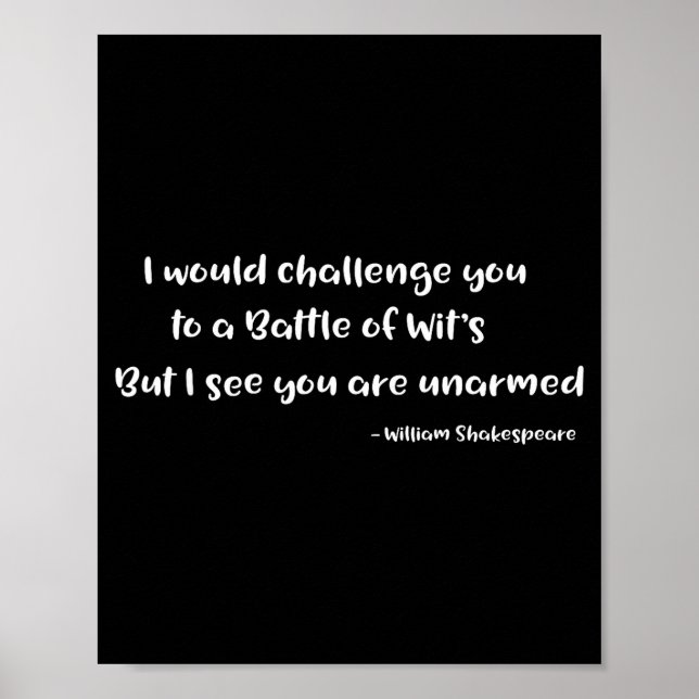 Póster Shakespeare Battle Of Wits Funny Quote S  (Frente)