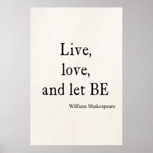 Póster Shakespeare cita en vivo, amor y ser citas