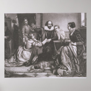 Póster Shakespeare con su familia, en Stratford, Recitin