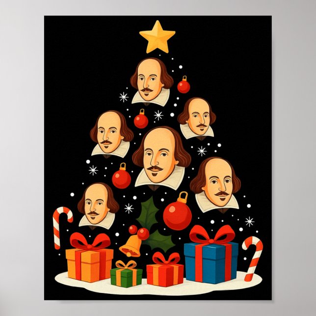 Póster Shakespeare English Literature Christmas Tree Xmas (Frente)