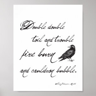 Póster Shakespeare Macbeth Spell Quote and Crow Halloween