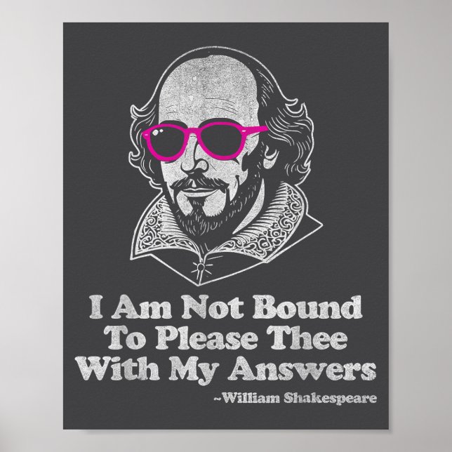 Póster Shakespeare Quote Not Bound To Please Literature T (Frente)