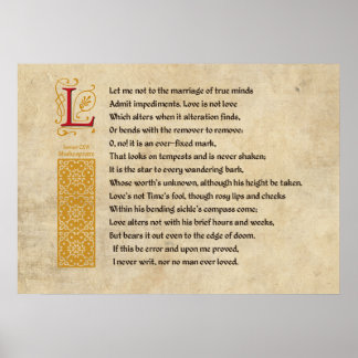 Póster Shakespeare Sonnet 116 (CXVI) sobre pergamino