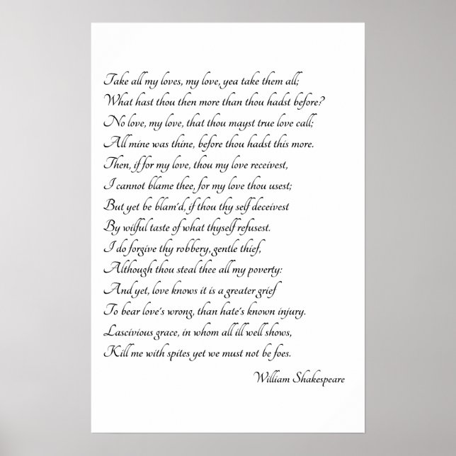 Póster Shakespeare Sonnet Art (Frente)
