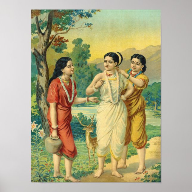 Póster Shakuntala Sakhi por Raja Ravi Varma (Frente)