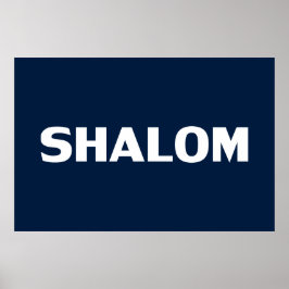 Póster Shalom, Peace, azul marino blanco moderno simple