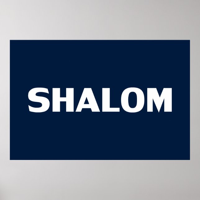 Póster Shalom, Peace, azul marino blanco moderno simple (Frente)