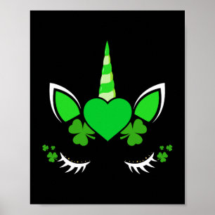 Póster Shamrock Clover Unicorn St Patricks Day Chica Kid 