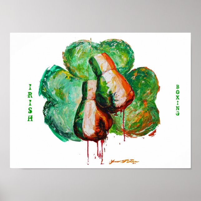 Póster Shamrock de boxeo irlandés (Frente)