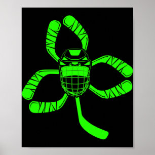 Póster Shamrock de hockey divertidos, regalos del Día de 