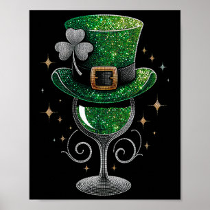 Póster Shamrock Wine Gles Bebe St Patricks Day Irlandés