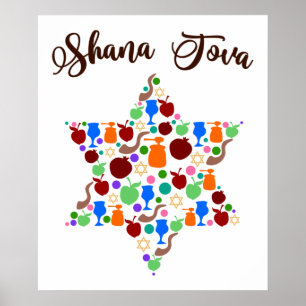 Póster Shana Tova Rosh Hashanah Año Nuevo judío
