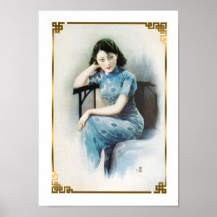 Póster Shanghai Beauty Advertising Flapper Blue Vress