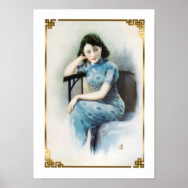 Póster Shanghai Beauty Advertising Flapper Blue Vress (Frente)