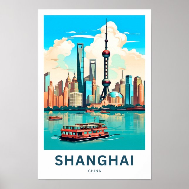 Póster Shanghai China Travel Print (Frente)