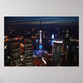 Póster Shanghai de noche, China