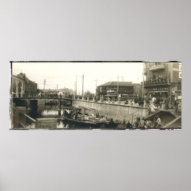 Póster Shanghai Harbour Panorama Print Circa 1928 (Frente)