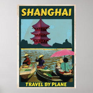 Póster Shanghai old vintage travel poster print