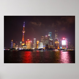 Póster Shanghai por la noche China