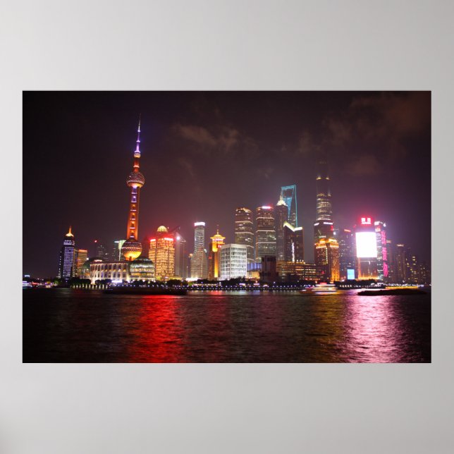 Póster Shanghai por la noche China (Frente)